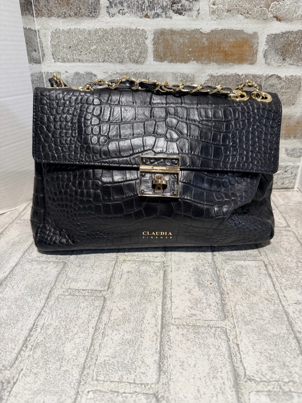 CLAUDIA FIRENZE Felicia - Satchel In Croco Printed Calf Leather Black